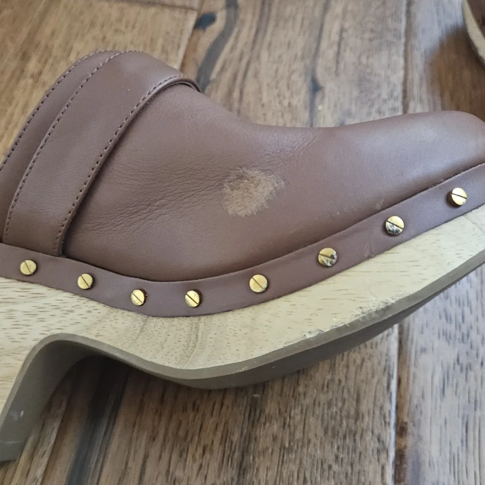 Veronica Beard Brown Hendrix Leather Mule Clogs 8 - Picture 5 of 11